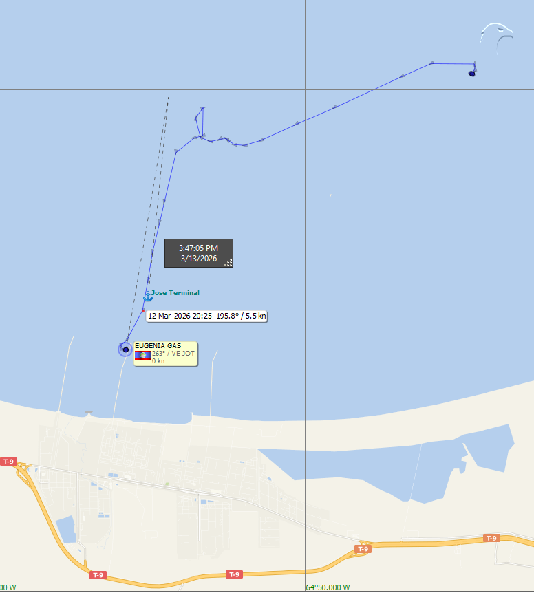 FlconEYES's tweet image. 🚨📷EUGENIA GAS 8813099  Tanquero LPG (Gas Licuado de Petróleo) rentado a #Belize al servicio del @PartidoPCC abastece en #Moa a @Sherritt_Intl.

Luego de avatares ir y venir de #Colombia finalmente está llenando Licuado en #JoseTerminal comprado a #Venezuela.

#Now #Cuba #AIS
