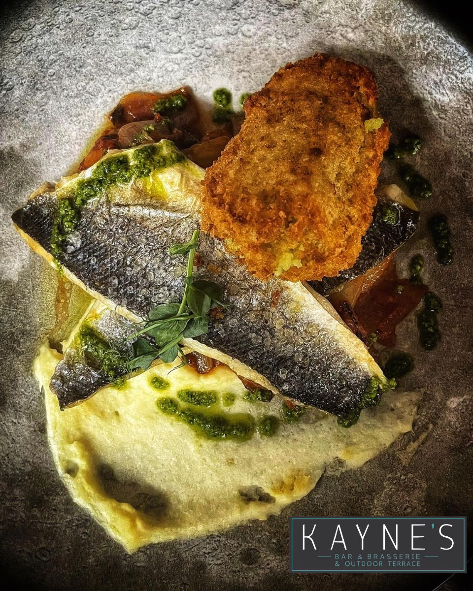 Fish Friday at Kayne's - have you tried our Grilled Fillets of Seabass, Potato &amp; Herb Croquette, Celeriac, Tomato &amp; Vegetable Ratoutille, Basil Oil 😋😋😋
The perfect way to kickstart the weekend.

#kaynes #friday #fish #weekend #stpatricks #eatinkillarney #ourkillarney