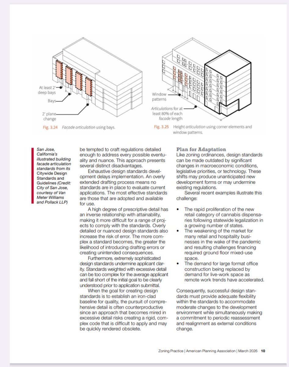 American Planning Association once again revealing its fundamentally anti-change, anti-urban philosophical orientation in another propaganda pamphlet: 

design standards that are technically objective but also insanely complex and largely meaningless in terms of actual design