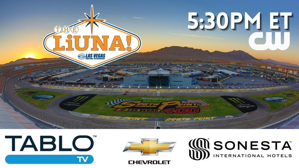 #TheLiUNA day at <a href="/LVMotorSpeedway/">Las Vegas Motor Speedway</a> 
⏱️ 12PM ET P+Q (CW app 📲)
🏎️ 5:30PM ET on <a href="/TheCW/">The CW</a> 
🎙️ <a href="/SiriusXMNASCAR/">SiriusXM NASCAR Radio (Ch. 90)</a> 📱 #NASCAR app