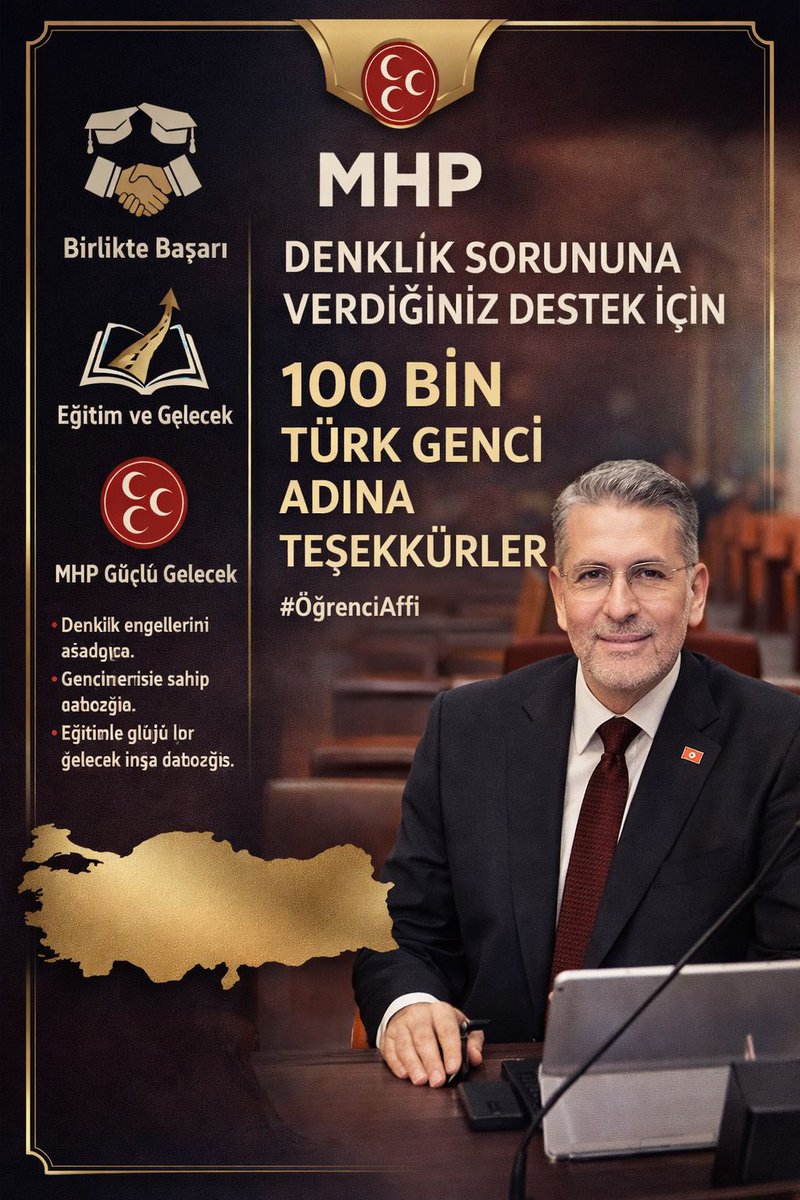 Denklik Sorununa sahip çıktığınız için TEŞEKKÜRLER  <a href="/MHP_Bilgi/">MHP</a> <a href="/dbdevletbahceli/">Devlet Bahçeli</a> <a href="/profzuhaltopcu/">Prof.Dr. Zühal TOPCU</a> <a href="/YildizFeti/">Feti Yıldız</a> <a href="/ismailozdemirrr/">İsmail ÖZDEMİR 🇹🇷</a> <a href="/sadirdurmaz/">Sadir Durmaz 🇹🇷</a> <a href="/yasaryldrmMHP/">Yaşar Yıldırım</a> <a href="/KarakayaMevlut/">Prof. Dr. Mevlüt KARAKAYA🇹🇷</a> <a href="/E_SemihYalcin/">E. Semih Yalçın</a> <a href="/LeventUysalNEV/">Levent Uysal</a> <a href="/ilyastopsakal/">İlyas TOPSAKAL</a> <a href="/M_Levent_Bulbul/">Muhammed Levent BÜLBÜL</a> <a href="/EOzdasli/">Prof. Dr. Esma Özdaşlı</a> <a href="/iletisim/">T.C. İletişim Başkanlığı</a>

LeventUysal DenklikDedi