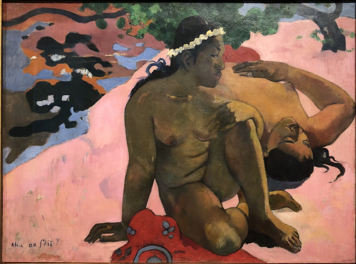 yuracei's tweet photo. Eugène Henri Paul Gauguin 
June 7, 1848 Paris – May 8, 1903  Atuona, Marquesas Islands
Aha Oe Feii ? | 🇬🇧Are You Jealous ? | 🇫🇷Eh quoi ! Tu es jalouse ? 1892 oil on canvas 66 × 89 cm
Pushkin Museum, Moscow, from the collection of Sergei Shchukin

#PaulGauguin 
#postimpressionism https://t.co/3fy9BgTQdd