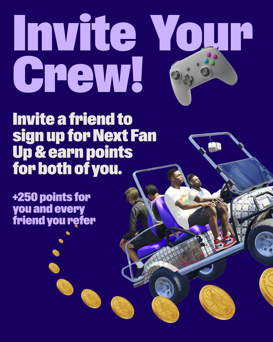NBA2KLeague's tweet photo. Invite Your Crew 

+250 Points

Invite a friend to sign up for Next Fan Up and earn points for both of you. https://t.co/imFMrCibbH