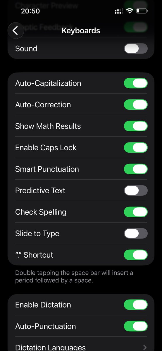 youdots's tweet photo. @tomfgoodwin This worked for me: Turn off “Predictive text” and “Slide to type” in Settings - General - Keyboard. https://t.co/IPyJqqKC13