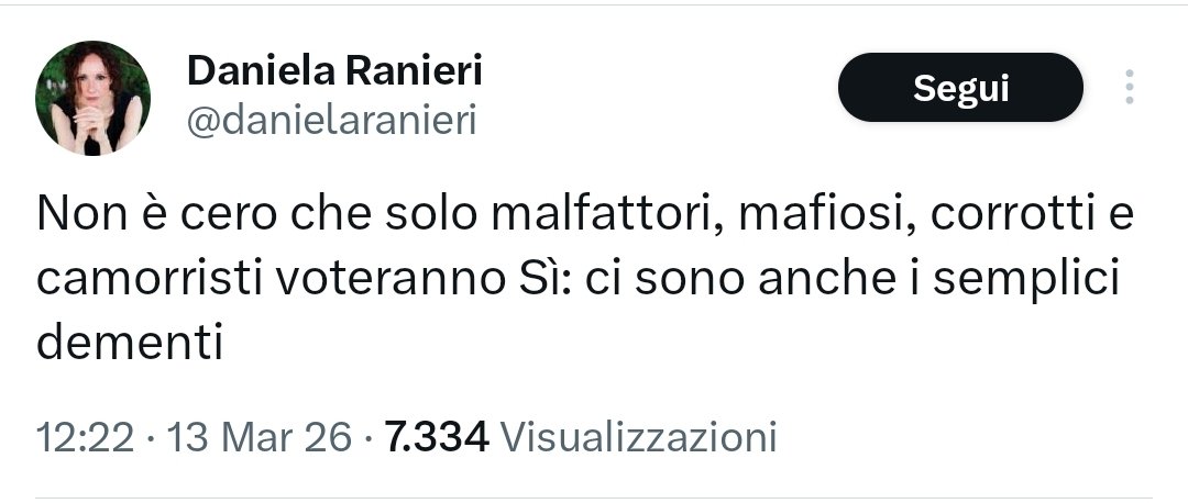 La signora mette sempre qualche accenno autobiografico in questi suoi tweet.