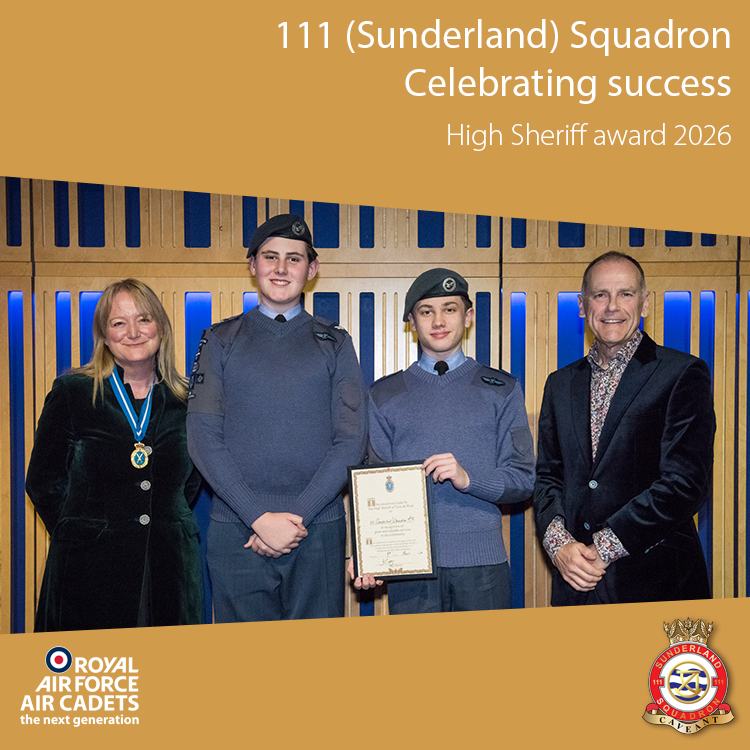 111SquadronATC's tweet photo. This week, Flt Lt Yeo, Sgt Franciosy and Cpl McCabe attended the 2026 High Sheriff awards at the Glasshouse in Gateshead.

The Squadron was thrilled to be awarded £1000 in recognition of 'great and valuable services to the community'. https://t.co/QMaYDl6p2W
