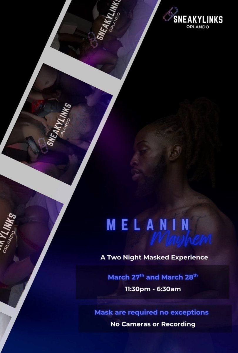 Melanin, Melanin &amp; more MELANIN🍫💦

Join us March 27th and 28th for SLO’s “Melanin Mayhem” Freak Event 🔥🔥🔥

Phat booties, Huge dicks and Sexy freaks all in one spot for TWO whole nights😮‍💨

Grab your poppers and cum see what all the hype is about😈‼️

A special Happy Birthday