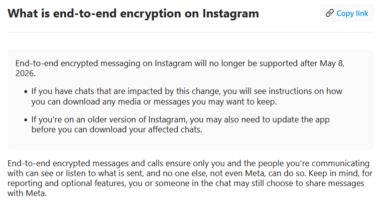 Metalhearf's tweet photo. Hey @Meta, why are you removing end-to-end encryption from @Instagram DMs in May 2026? Asking for a friend. 🤔 https://t.co/pOVSQ3FFIB