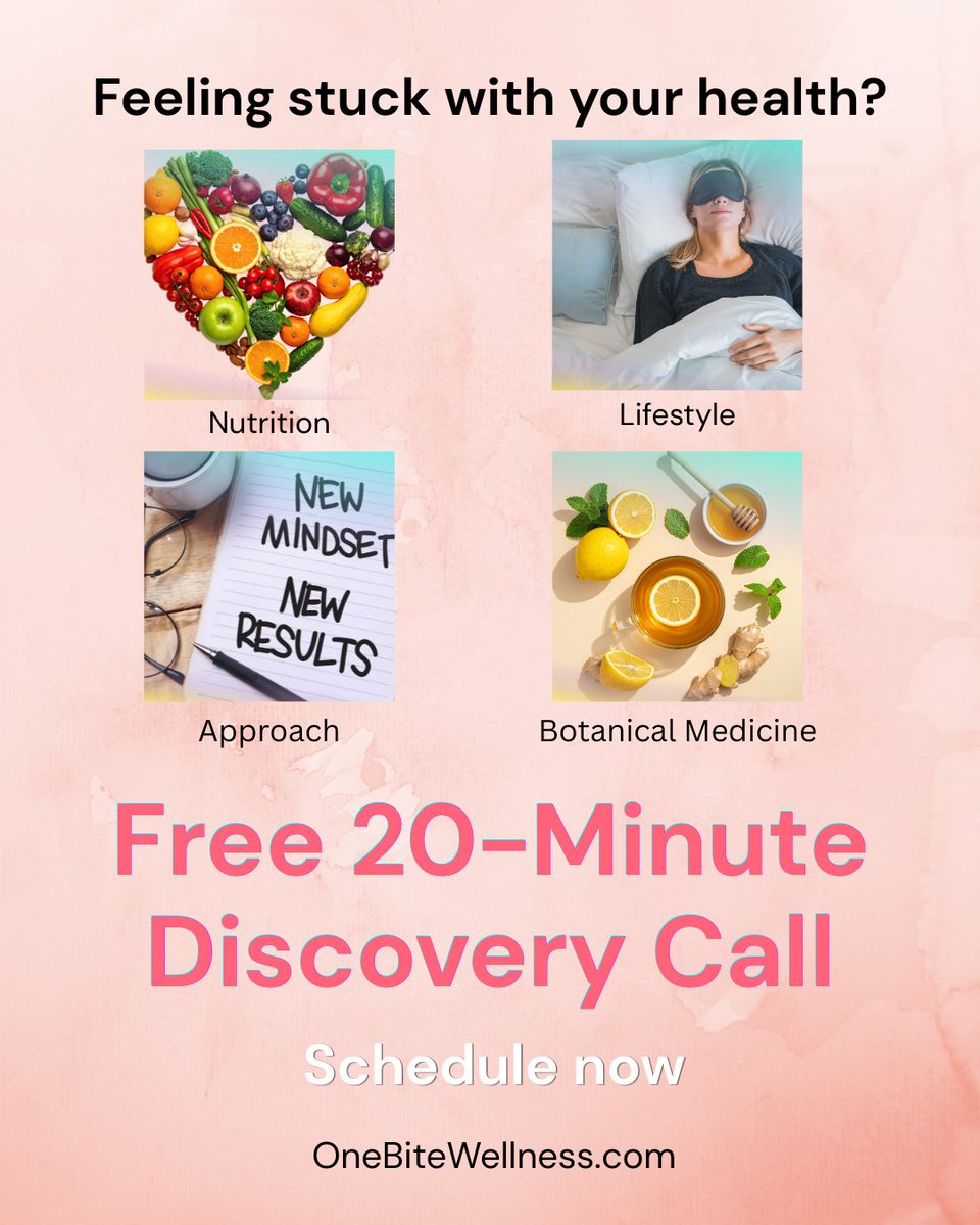 onebitewellness's tweet photo. Feeling stuck with your health even though you're doing the right things?

We take an integrative, root-cause approach that connects nutrition, lifestyle habits, botanical medicine + mindset.

Curious if it's the right fit?

Schedule a complimentary call
https://t.co/K5jQ3VhM3D https://t.co/H7QxfAez5S