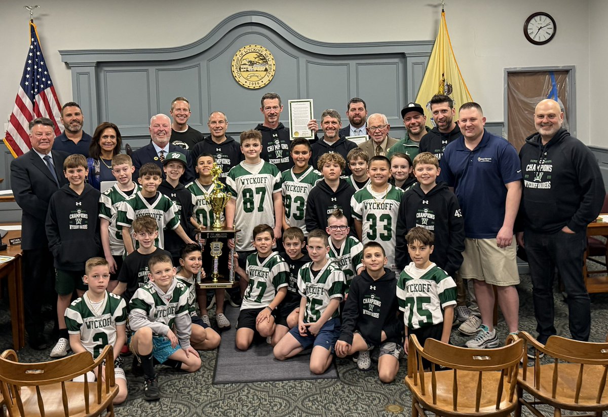 The 2025 Wyckoff Raider PeeWee Football Team is the 2025 Northern Bergen Junior Football League Super Bowl Champion by virtue of its 28-0 win over Ridgewood in the league semi-final playoff game and its 6-0 victory over Ramsey on November 15th, 2025 at Indian Hills High School!