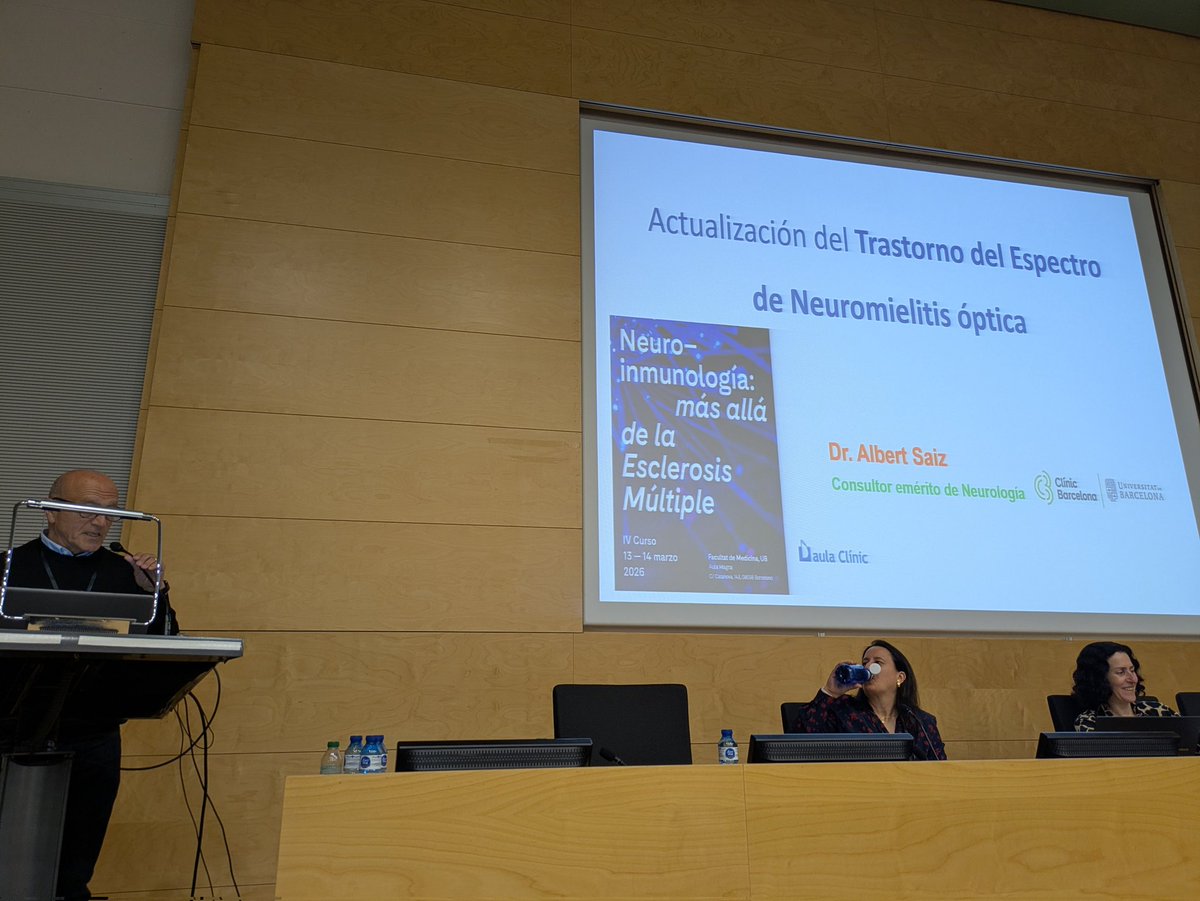 neuroimmuclinic's tweet photo. El Dr Albert Saiz cierra la primera jornada del curso revisando el trastorno de la neuromielitis óptica. https://t.co/4lzuAjAirH