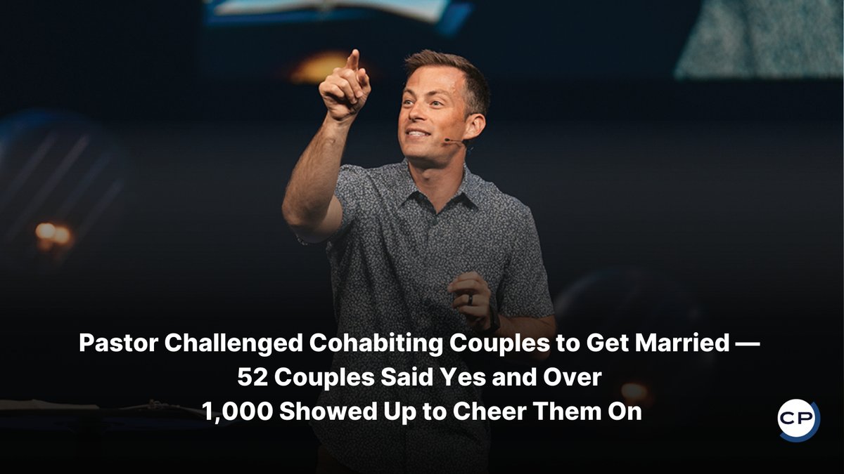 ChristianPost's tweet photo. A Texas pastor challenged cohabiting couples to get married. 52 couples said yes — and over 1,000 people showed up cheering.
 #JoshHowerton #Lakepointe #ChristianMarriage #CovenantLove 
🔗 https://t.co/Ttq4GTNeeS https://t.co/cPFRh7oYY4