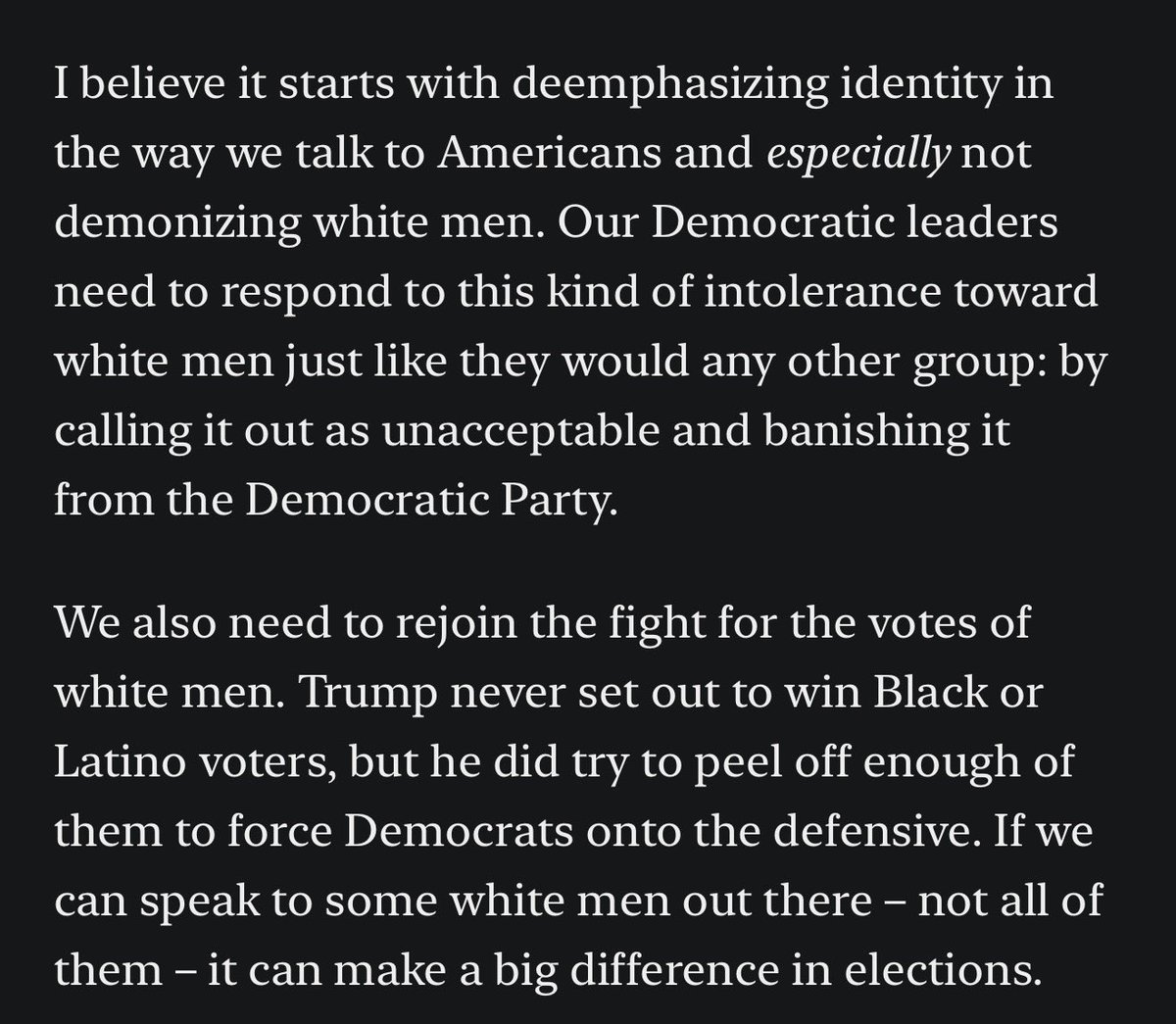 She sounds like Keith Edwards. He told me on threads to read his Substack and well this is what he said  🤷🏽‍♀️ 

‘Identity politics’ for me not for thee…