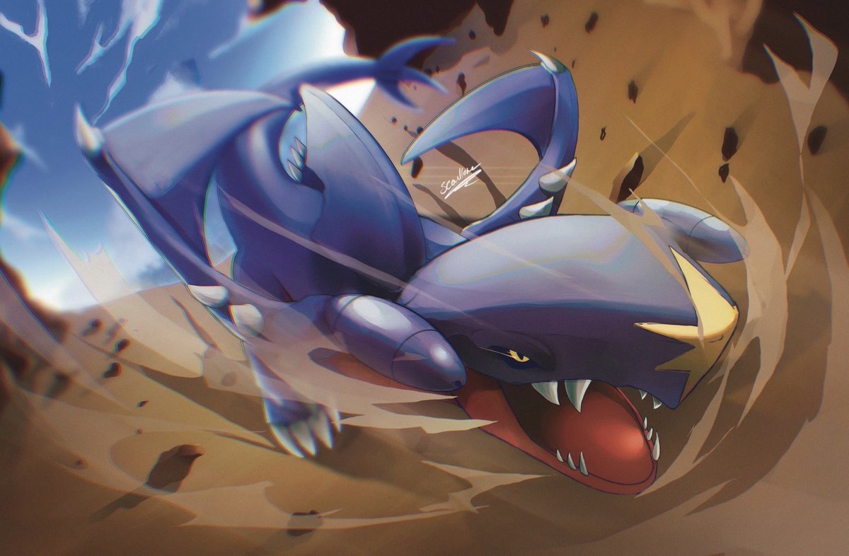 Scalllone's tweet photo. Slowly Garchomp its making its way to my top faves. 
Thinking of what pokemon  to draw next 🤔 https://t.co/lgzeruxuxA