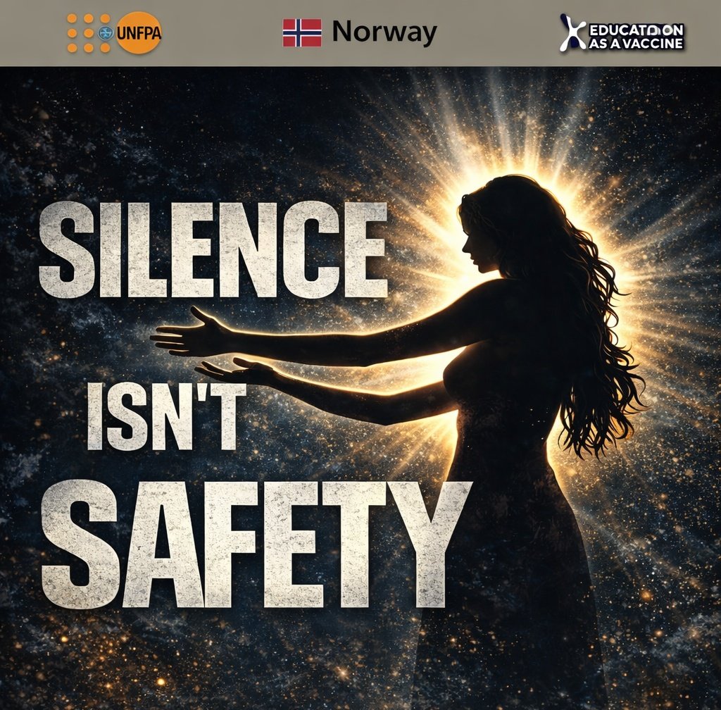 Silence protects the abusernot the victim.
Speaking out is the first step toward safety, justice, and healing.
Let’s break the silence and stand against gender-based violence. Every voice matters. Every story deserves to be heard.
#SRH4U
<a href="/UNFPANigeria/">UNFPA Nigeria</a> <a href="/NorAmbNigeria/">Svein Baera</a> <a href="/EVA_Nigeria/">Education as a Vaccine Nigeria</a>