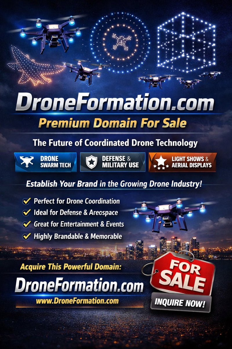 DroneFormation.com available for sale 

#drone #ai #domain #DomainsForSale