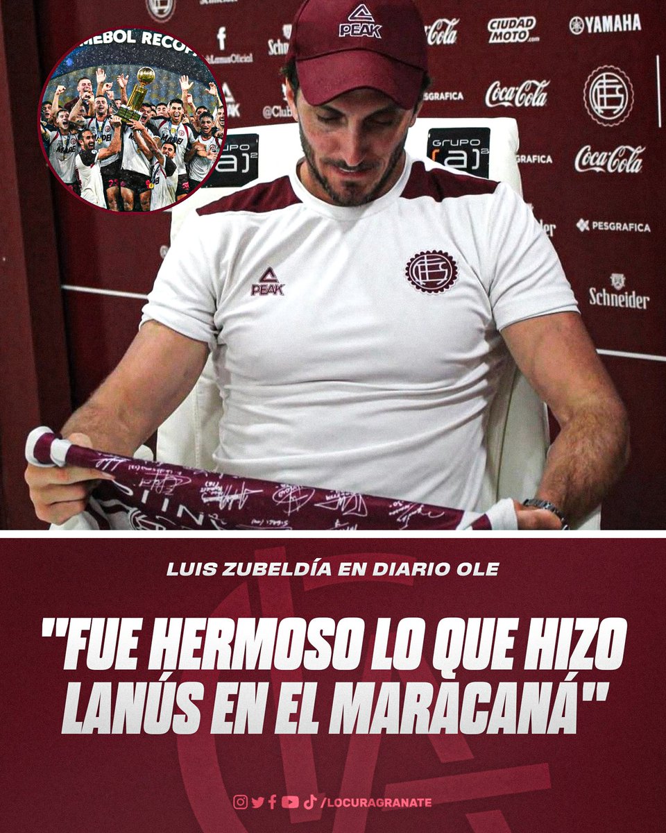LocuraGranate_'s tweet photo. 🇱🇻🗣 "FUE HERMOSO LO QUE HIZO LANÚS EN EL MARACANÁ"

Luis Zubeldía hablo de todo con @MacchiaTW y como siempre, no podía faltar Lanús en la conversación:

"Fue hermoso. Al otro día llegué al club y me decían: “Parabéns, Luis, qué bien tu Lanús...”. Esa noche me acordaba de mi papá, Magnor Antonio. Le decían Carozo allá en Santa Rosa. No era hincha pero se hizo. ¿Por qué? Porque dejó a un chico de 15 años en las manos de sus dirigentes. Y cuando yo me enojaba, mi viejo decía: “Portate bien porque el club te dio todo”. En 2007, por una promesa, se sacó el bigote de toda la vida. Yo hoy represento a su escuela. Llevo 17 años, desde distintos lugares, llevando la bandera Granate. Soy pampeano pero made in Lanús. Y cuando lo veo levantando una Copa que nunca hubiésemos imaginado... Solo falta una. O dos. Puede ser también el Mundial de Clubes, je. Está bien que el hincha se ilusione".