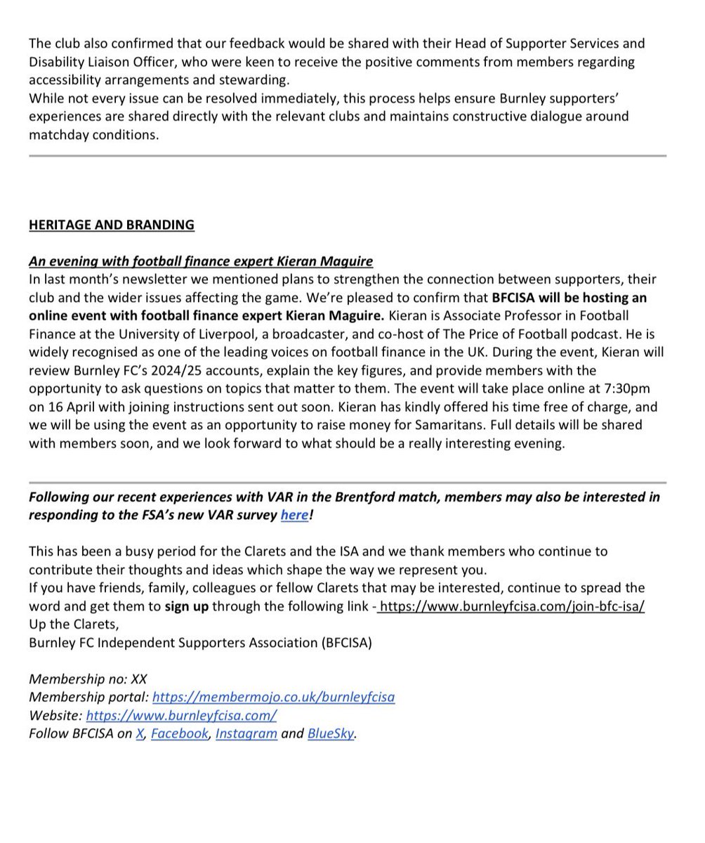 Burnley FC Independent Supporters Association tweet media