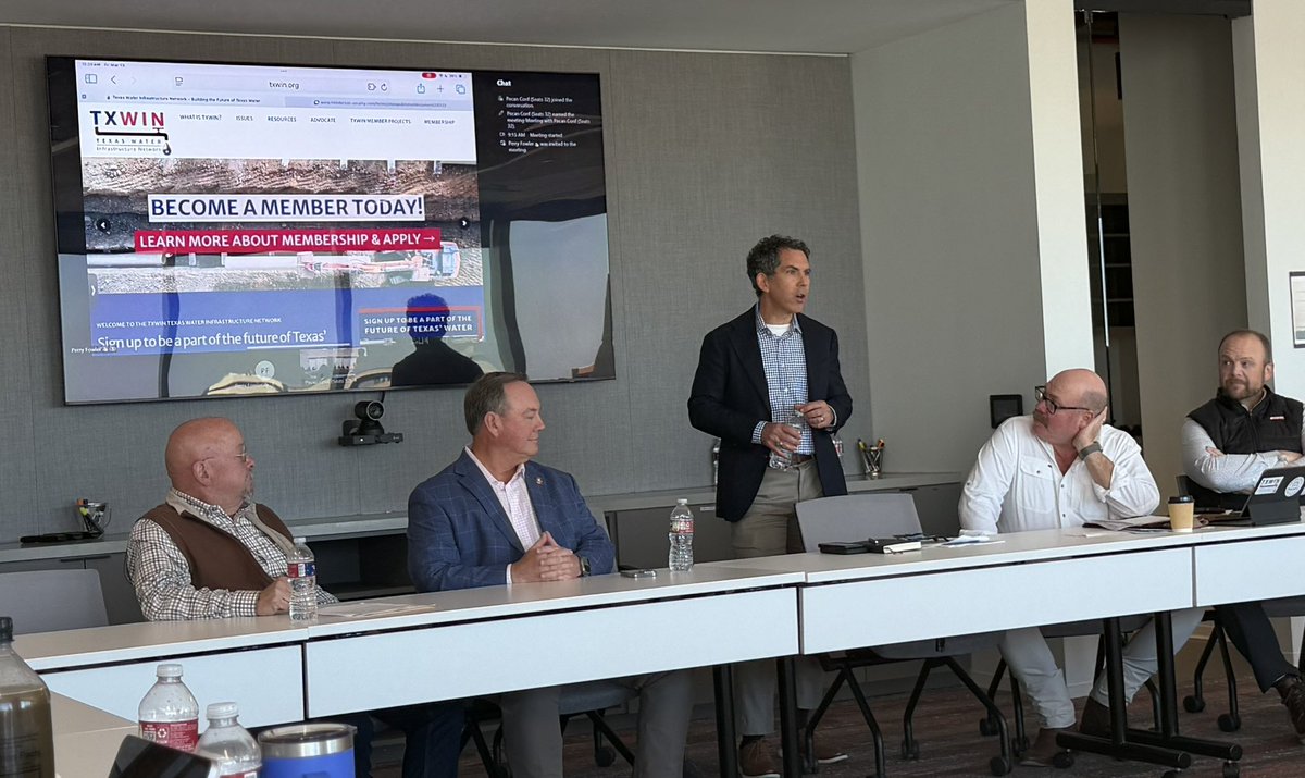 TX_WIN's tweet photo. Great @TX_WIN meeting today with our special guests Texas Representative @bar_jeffrey & Drew Molly Chief Water Officer with @HoustonTX! Our members are up to the task of working with our valued partners as we work together to secure the future of #txwater! #txlege #TXWIN https://t.co/smtXuA0w8e