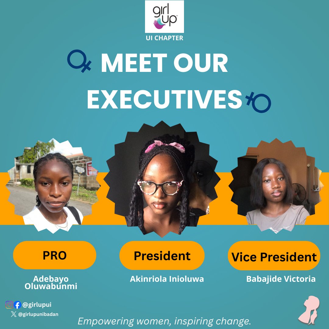 New leadership, same mission. ✊🏼✨

Meet the bahd, baddo, baddest three behind the new session's administration. 
Let's build a more equitable future together!🤝♀️👧 #GirlUpUI #Empowerment