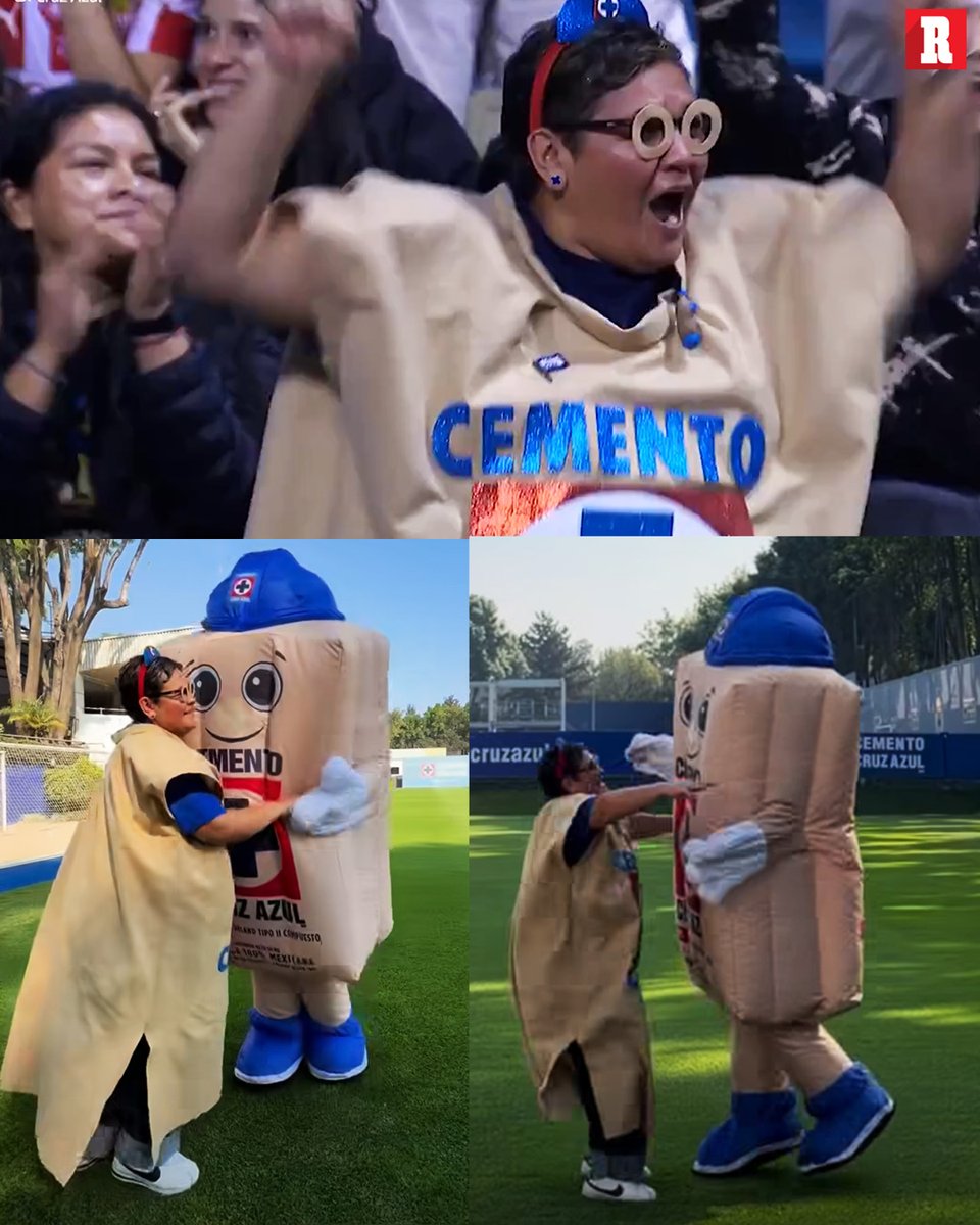 LO MEJOR QUE VERÁS HOY 💙

Costalín, la aficionada que se hizo viral por su disfraz en un partido del Cruz Azul, ya pudo conocer a Cruzazulito en La Noria.

Bailaron juntos y todo.