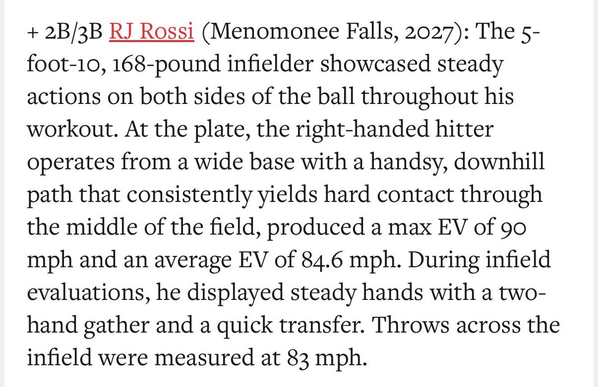 Rj_rossi25's tweet photo. Thank you so much @PrepBaseballWI for the write up! https://t.co/zCSdZHUf4c