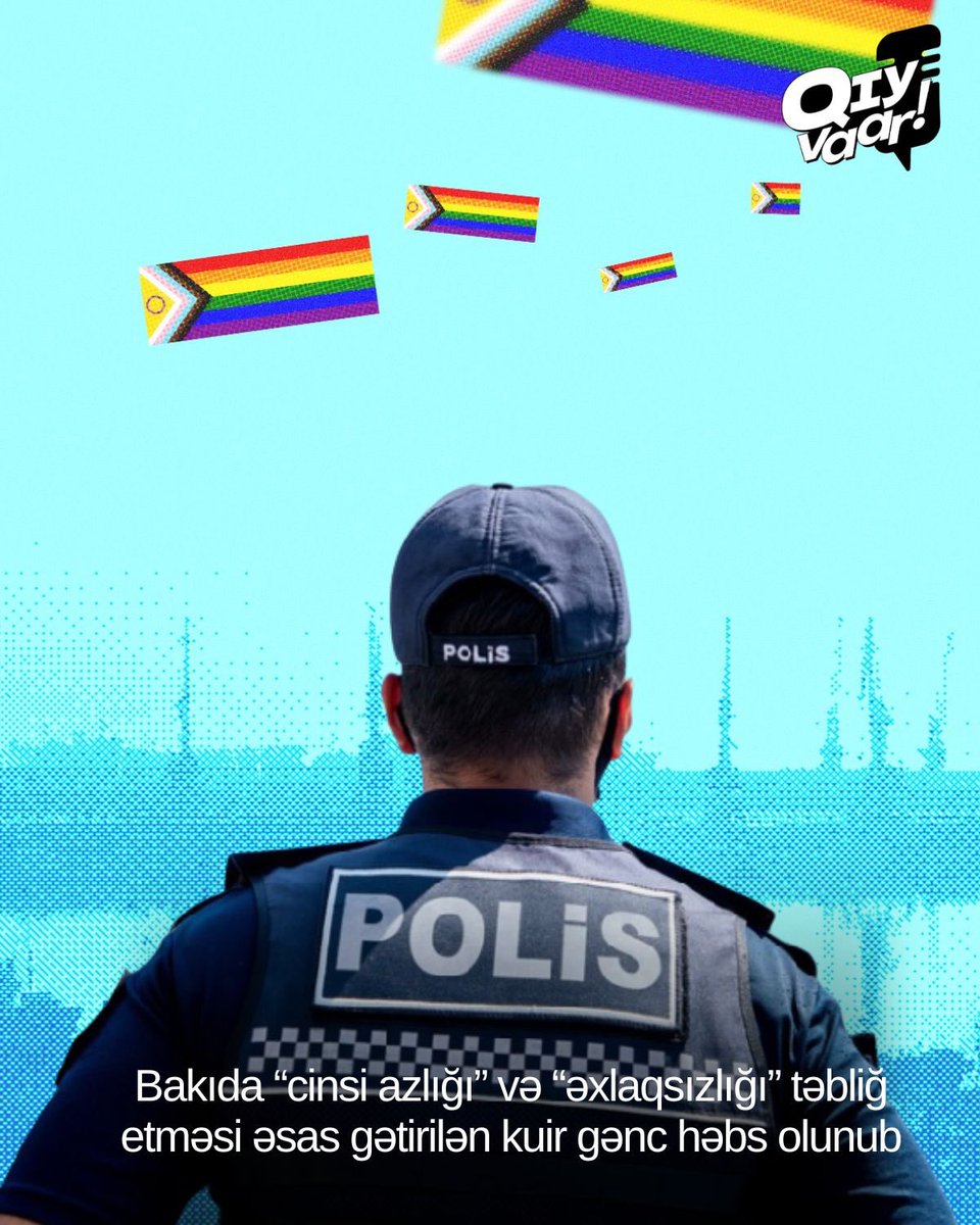 Bakıda yaşayan kuir sosial şəbəkələrdə etdiyi paylaşımlara görə inzibati məsuliyyətə cəlb olunaraq 30 sutka həbs edilib.

Ətraflı oxu: qiyvaar.org/bakida-genc-ku…