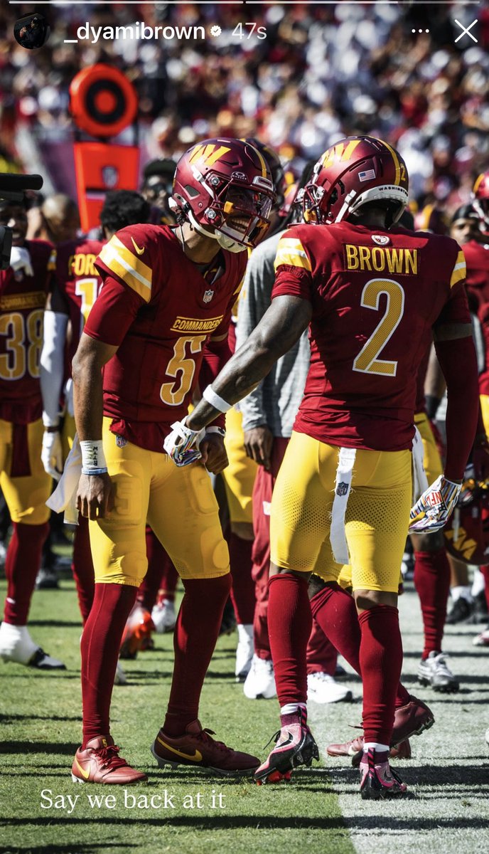 cwallse's tweet photo. Currently on WR Dyami Brown’s IG Story, following the public announcement he’s returning to the #Commanders https://t.co/36JBWxPsOz