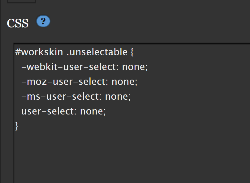 RanLuna13's tweet photo. 2. Put a title (whatever you want, only to distinguish it)
3. In CSS, paste this:
#workskin .unselectable {
-webkit-user-select: none;
-moz-user-select: none;
-ms-user-select: none;
user-select: none;
}
4. Click on "submit" and done!
Now, steps to apply it! https://t.co/Ll0CMdSwB0