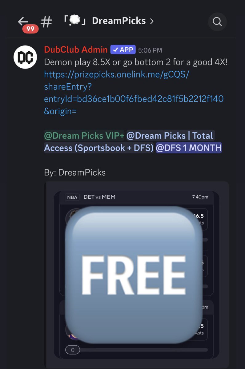 DreamPicksVIP's tweet photo. I JUST POSTED 3️⃣ Demon 😈 Plays for FREE in our FREE VIP TRIAL 🚨

‼️Got enter for FREE ‼️
👇🏼👇🏼👇🏼👇🏼👇🏼👇🏼👇🏼👇🏼👇🏼👇🏼👇🏼👇🏼
https://t.co/ebMHhCeWxL https://t.co/dbxoAZvmGQ