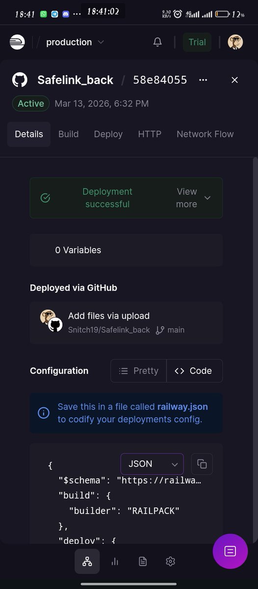 After over 6 hours of trying to deploy a website's backend on Railway using GitHub, I finally did it🥲
The amount of Gits I committed today, I'm not sure I've committed to anything in my life like that😂😂.
I just didn't want to watch a YouTube tutorial for this 💜