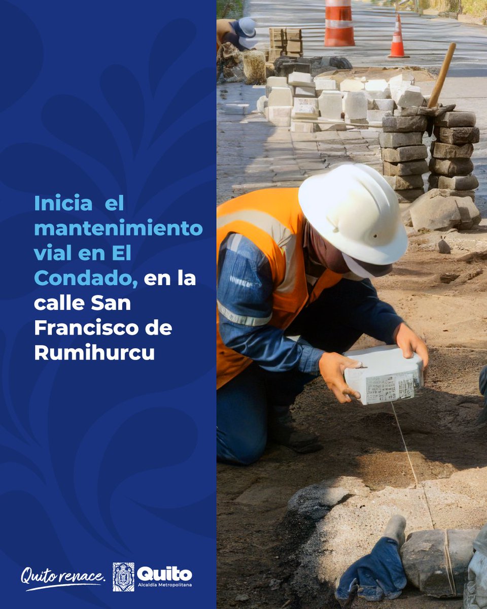 ObrasQuito's tweet photo. 👉#MantenimientoVial | Iniciamos los trabajos en el adoquinado de la calle San Francisco de Rumihurco, en el sector #ElCondado, con el objetivo de mejorar las condiciones de circulación y seguridad para conductores, vecinos y usuarios de esta vía.
Aquí más información ➡️https://t.co/vR2vLTiK4J
#QuitoRenace
#QuitoNoSeDetiene