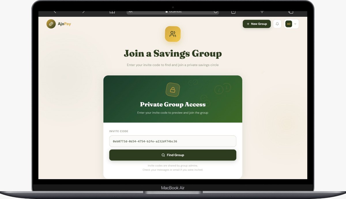 team_grate2205's tweet photo. Week 2 building AjoPay @afritechjournal

What we built:
• Designed the digital Ajo group flow
• Users can create a savings circle and define contribution &amp; payout cycles

Challenge: Turning a trust-based community system into a transparent digital process.
#BuildInPublicATJ https://t.co/erOaXjUjSb