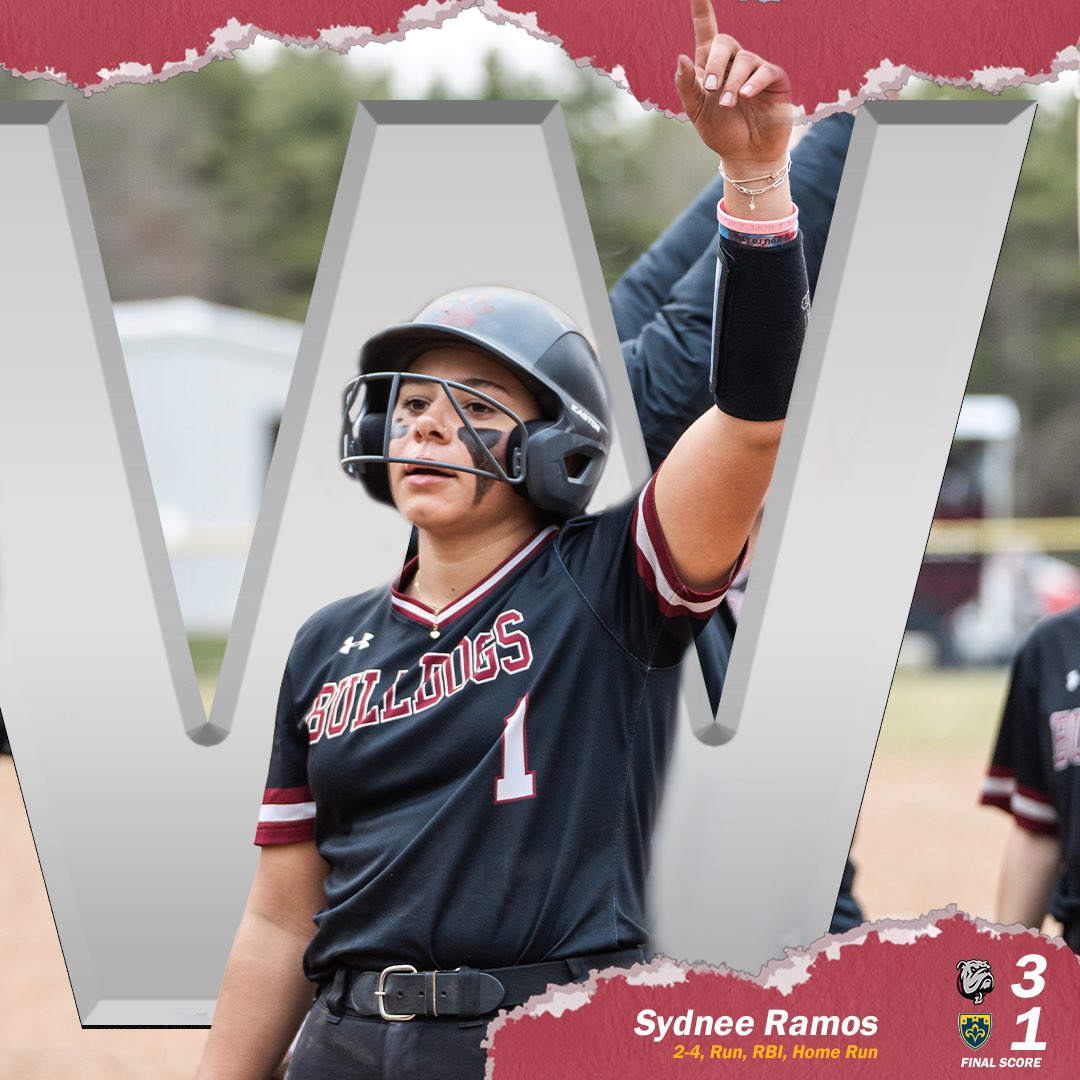 DeanAthletics's tweet photo. Ending Spring Break in Style 😎

Sydnee Ramos goes 2-4 with a home run to help softball secure the 3-1 win over St. Scholastia! 

#BulldogNation #Mudita 🐾 https://t.co/vAIxjl78gs