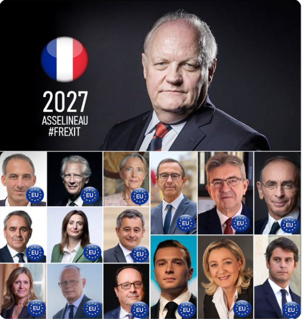 Les3Renegats's tweet photo. Il est même temps de libérer le pays!
En 2027, dans l'isoloir, que l'on soit de droite ou de gauche, dans l'état de délabrement où se trouve la🇫🇷, on ne devrait répondre qu'à cette seule question:
Mon pays doit-il rester ou sortir de🇪🇺? https://t.co/bu3BP6QUW6