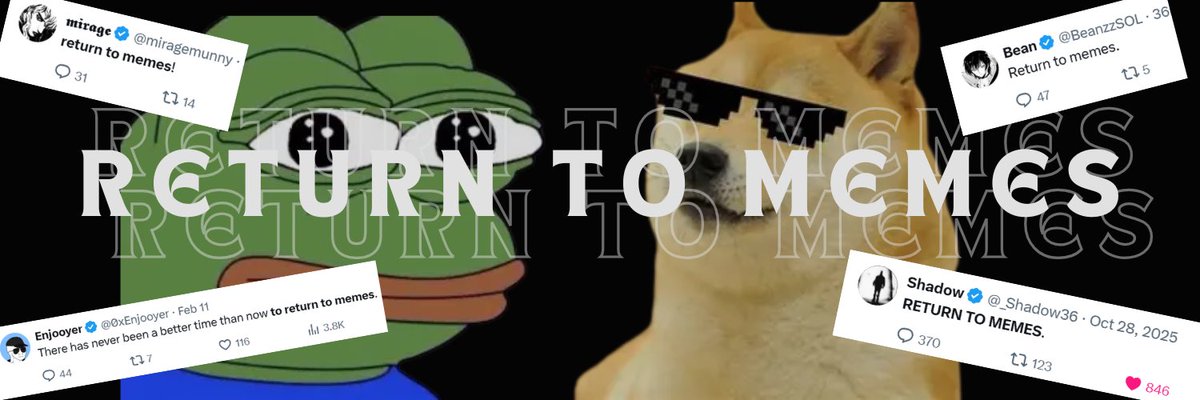 RETURNTOMEMESOL's tweet photo. The $RETURN to memes is inevitable. @_Shadow36 @BeanzzSOL @miragemunny @0xEnjooyer. Let’s make it happen. https://t.co/kovHC6Uvp4