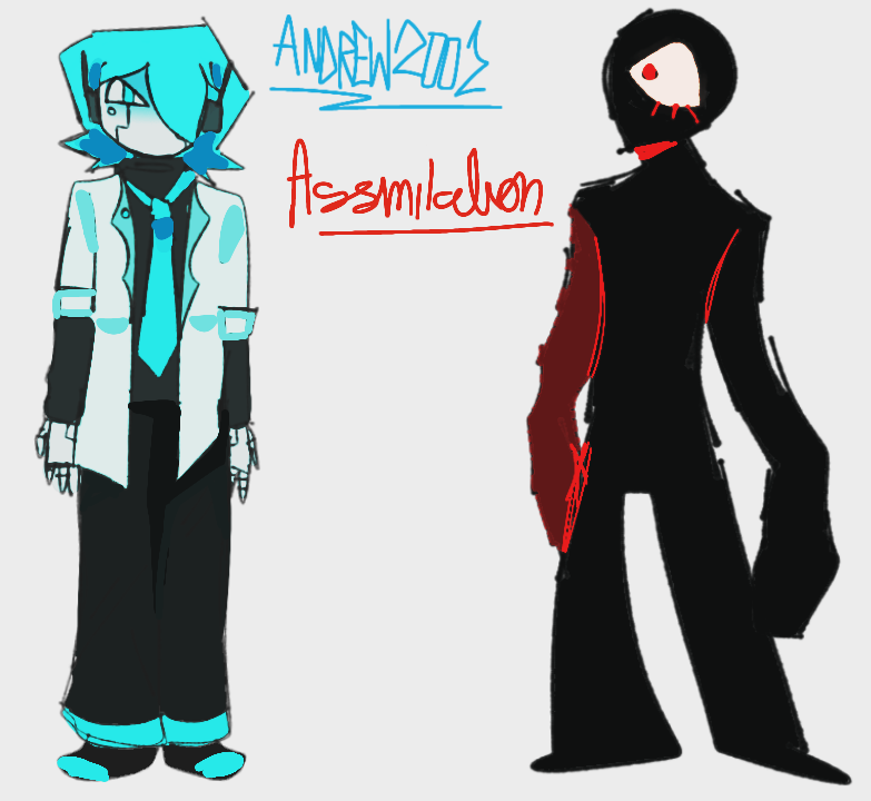 DanitheVampire's tweet image. ANDRE AND ASSIM FINALLY I was planning to draw them for a long time but always forgot oops #andrew2002 #assimilation #minecraftARG