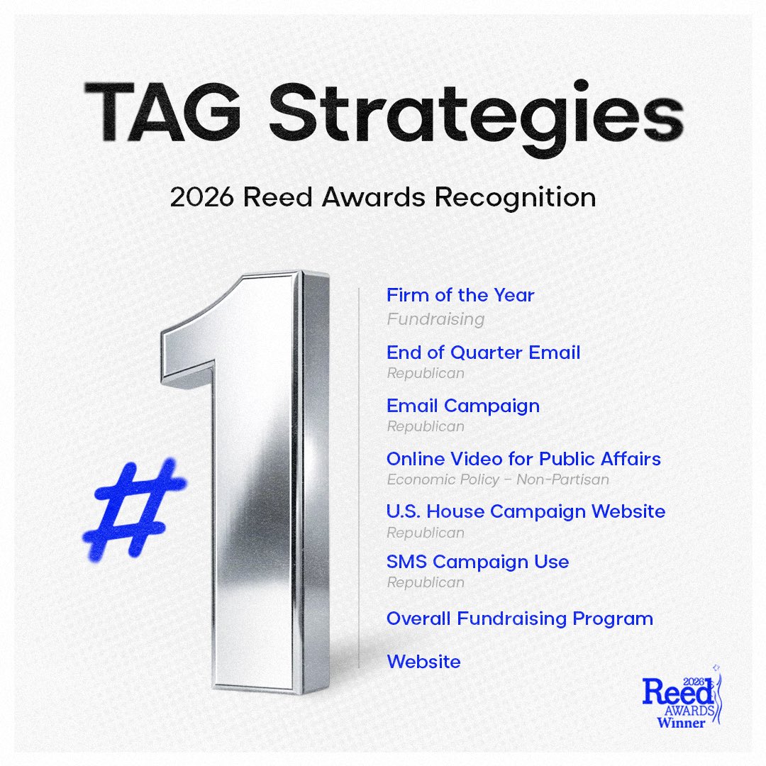 TAG had a big night at the 2026 Reed Awards!

#1 in 8 categories - including Fundraising Firm of the Year and Overall Fundraising Program.

None of this happens without our incredible clients and team!
