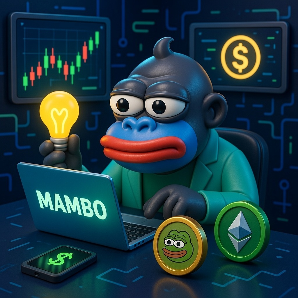 💡 Eureka! The $MAMBO gorilla just had the idea of the century 🦍    Suit on, heart-powered lightbulb glowing, laptop locked on $MAMBO. Charts going parabolic while Pepe &amp; ETH watch in awe.    

This is the alpha. This is the takeover.    <a href="/mambocto/">Mambo CTO</a> $MAMBO    

🌐