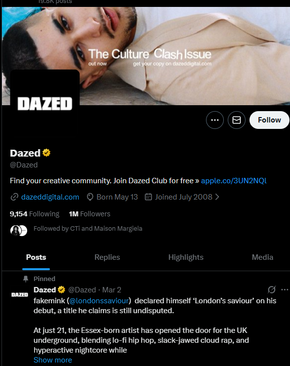 notmyfault07's tweet photo. UK Rapper Fakemink is the cover for Dazed https://t.co/3KHeH4aeEu