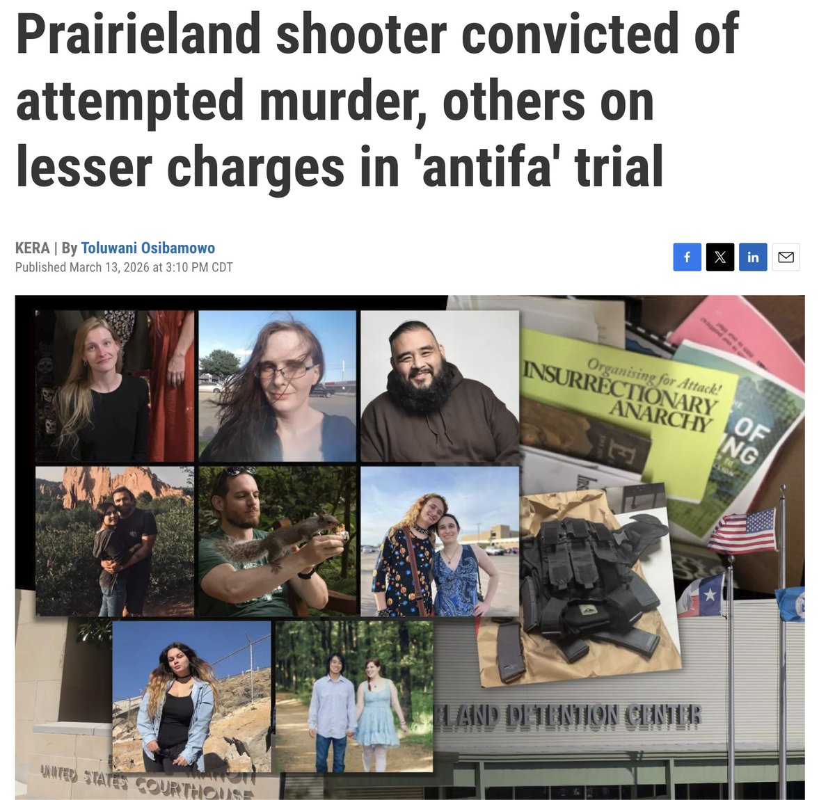 It's official: in the precedent-setting Prairieland protest case, all defendants—protesters—were convicted of providing material support for terrorists. 

This puts a target on the back of anyone the gov deems "antifa." Hard to stress how bad this result is.