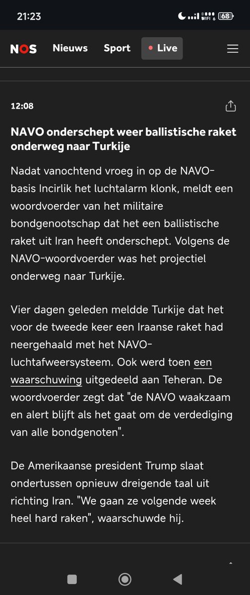 Het is geen Iraanse raket. Iran heeft ontkend Turkije en Cyprus aan te hebben gevallen maar dat weigert de nos weer te vermelden.
