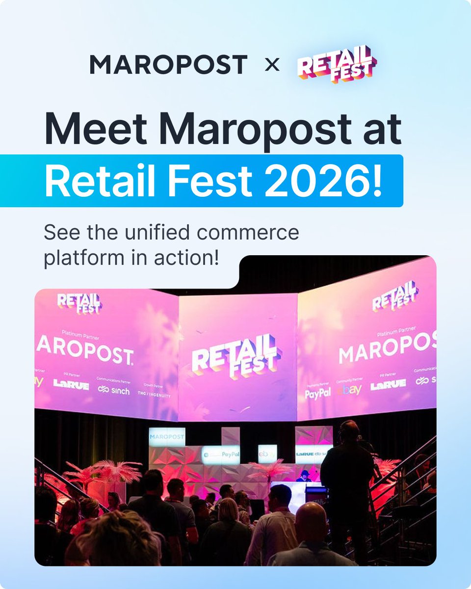 Retail Fest is back – and Maropost's team is heading to the Gold Coast! 

📅 May 5–7, 2026
📍 Gold Coast Convention Centre
⭐ Maropost — Platinum Partner

Event details: m-post.co/4sN9lMw
Use code 'maropostss26' for $200 off your ticket.
