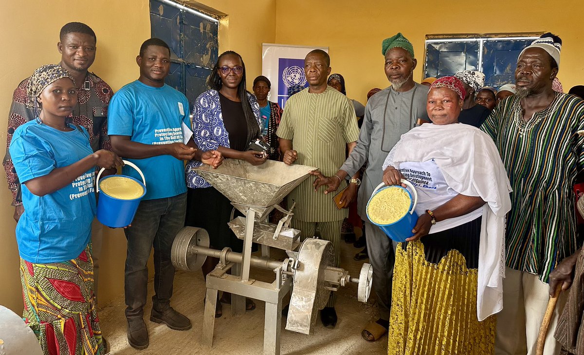 UNDPGhana's tweet photo. “This means a lot to us. For the women in this community, shea butter is like our gold. It is what we depend on to support our families. We are very excited about these machines and the new facility because they will make our work easier and help us produce more. This will improve our incomes and the lives of our families.”

— Osman Mariama, a beneficiary, shared during the handing over ceremony of the shea butter processing facilities.