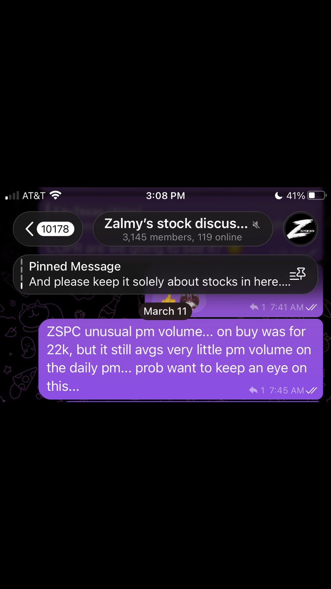 Lot of new folks... Thank you guys for the follow. 
$ZSPC
Most of my calls will be unusual volume calls that others might consider low vol, vs momentum high vol calls, &amp; they’ll develop slower. Either way, hope some of what I post helps as many of you possible win… 🙏🏼