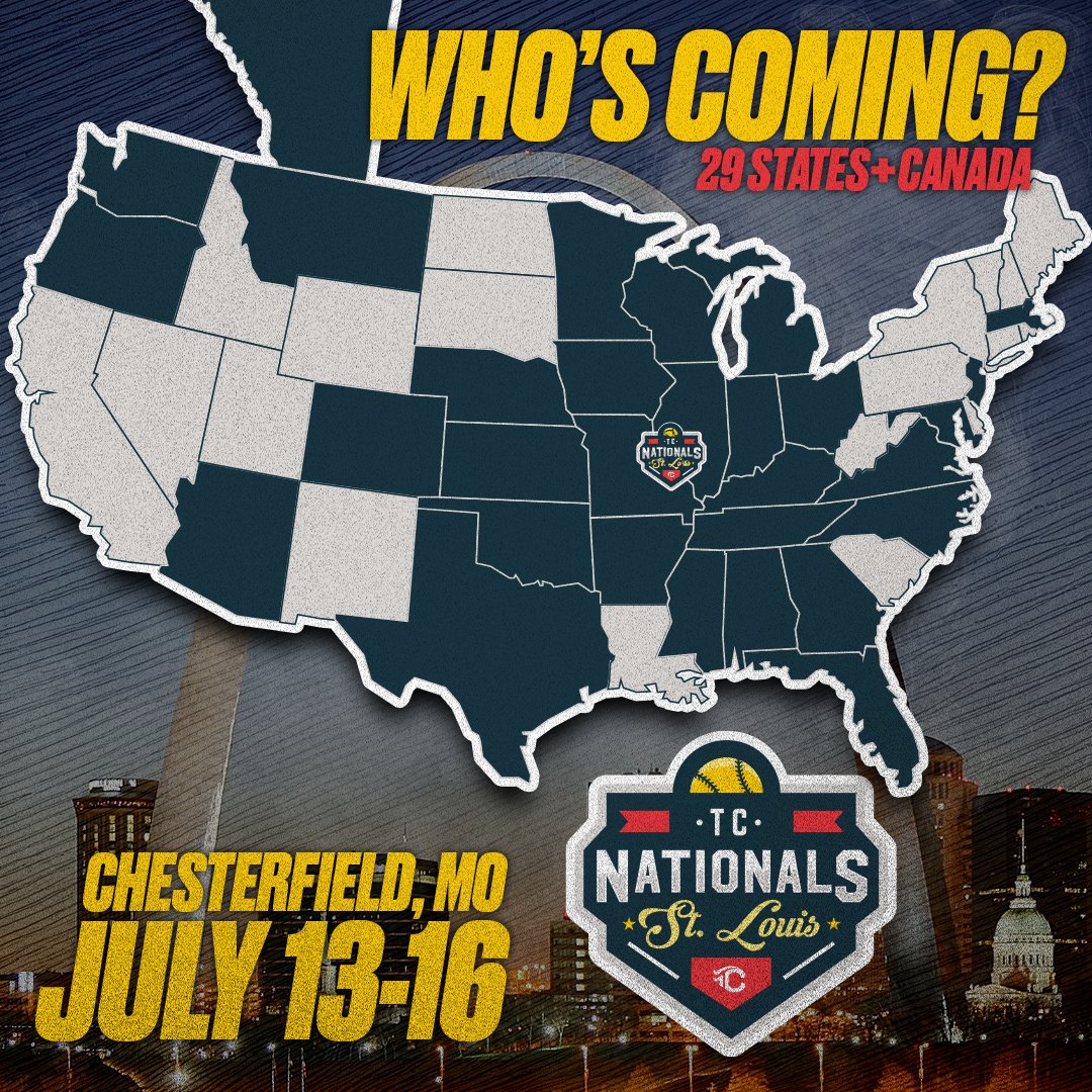29 States &amp; Canada. One Championship Stage.

TC Nationals | July 13–16, 2026
📍 Chesterfield, MO

The nation’s top 14u, 16u &amp; 18u programs are heading to St. Louis for a true championship test. Full 7-inning games. College umpires. Coaches recruiting on site. No gate fee.

Elite