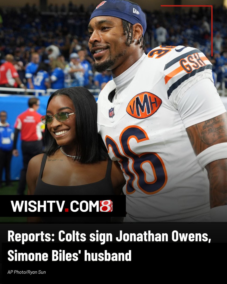 WISHNews8's tweet image. The Colts are signing safety Jonathan Owens, the husband of Olympic gymnast Simone Biles, per reports. Owens has played in all 17 games in each of the past four seasons.
tinyurl.com/mv7w6msn