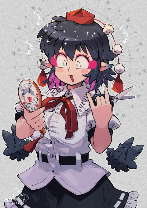 少しだけ前髪整えよっと #射命丸文