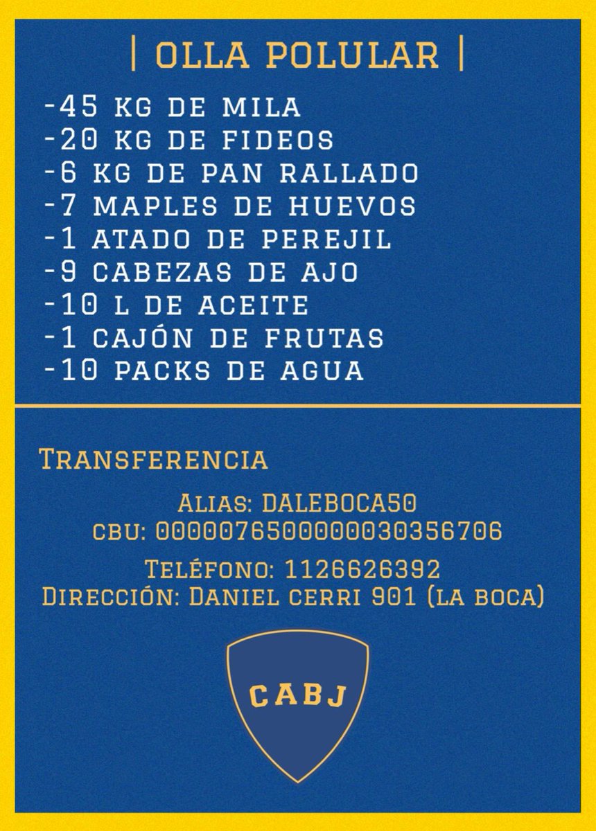 Hola. Esto es lo que necesitamos para la olla de esta semana. Como siempre, todo sirve, todo suma, todo ayuda. Muchas gracias.