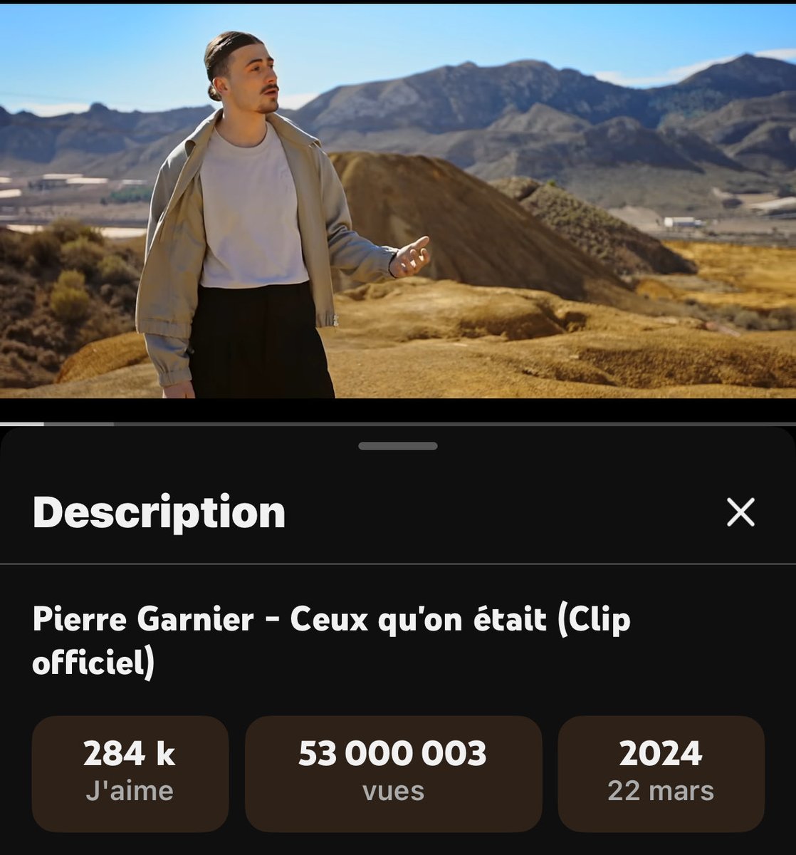 Fanny8469's tweet photo. Et un million de plus  ! 🚀
Le clip de « Ceux qu’on était », l’hymne de Pierre devenu aussi le nôtre, vient de franchir la barre des 53 M de vues sur @YouTube 👏🔥
#PierreGarnier #pierregarniermusique
#CQE https://t.co/Ht093iPJet